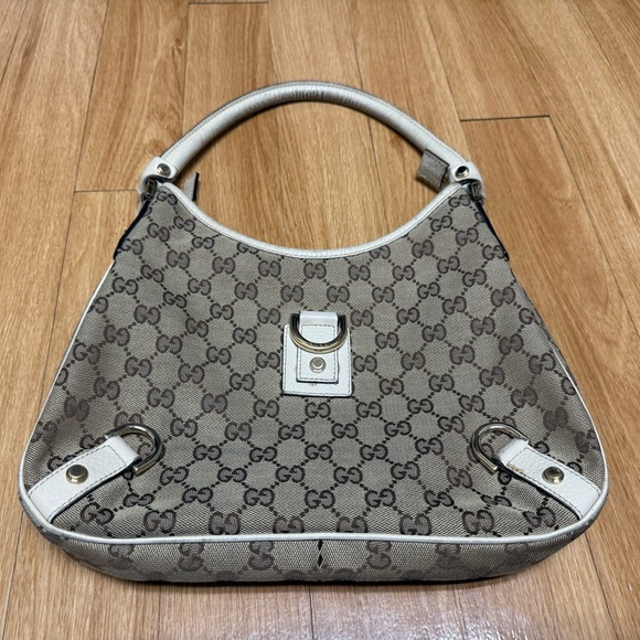 Gucci Abbey Shoulder Bag | Beige/Brown | GG Canvas & Leather - Picture 1 of 15